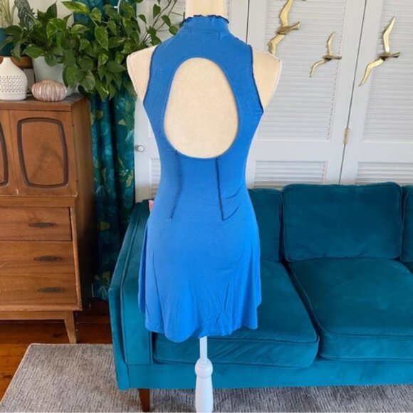 Urban Outfitters | UO Deja Seamed Mini Dress Sleeveless Ribbed Blue New Medium - Picture 11 of 15